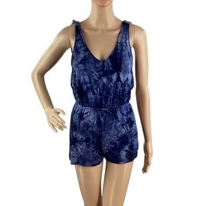 Sky and Sparrow Blue Tie-Dye Tie-Strap Romper XS